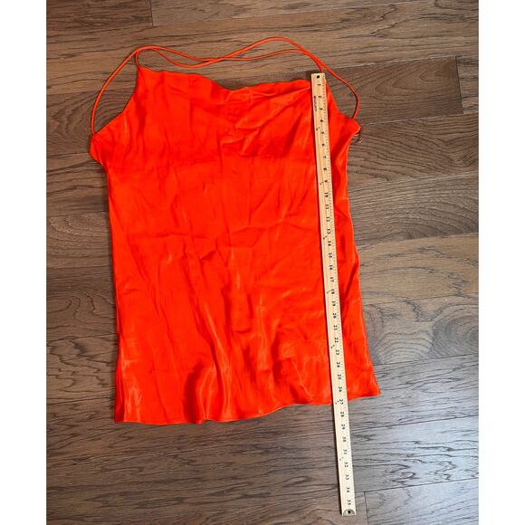 Zara Orange Slinky Satin Bais Cut Draped Cowl Dress Size XXL - Picture 6 of 8
